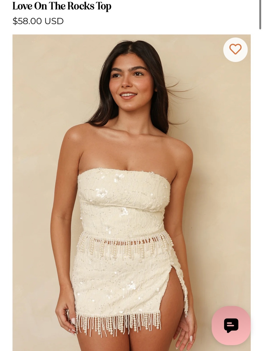 Dippin' Daisy's Cream Strapless Sequin Fringe Swim Coverup